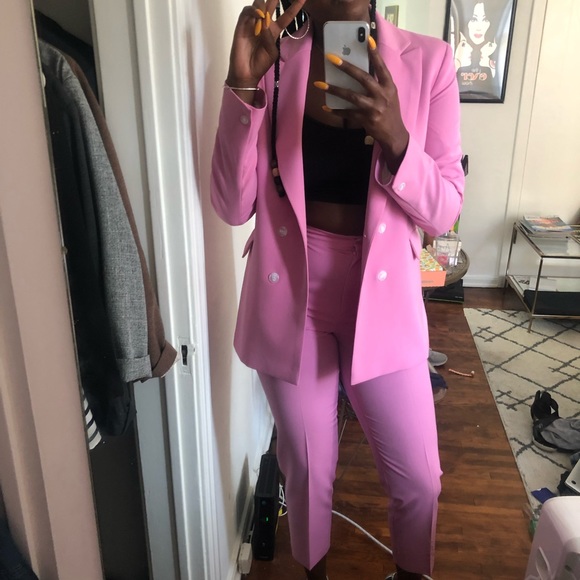 topshop pink suit